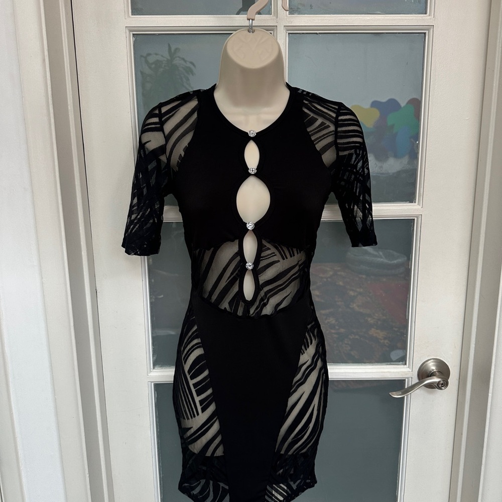 Black Sheer Cutout Dress